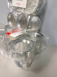 Lot of 12 U-Line 4 x 4 Clear Bucket with Silver Lids
