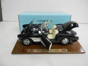 RARE - F.A.O SCHWARZ BURAGO 118 SCALE - 1957 CHEVROLET CORVETTE - NEW IN BOX - AWESOME PIECE - SEE PICTURES
