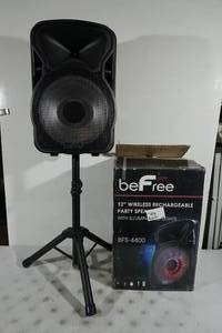 lot 70 image: BeFree BFS-4400 12 Wireless Rechargeable Party Speaker with Stand