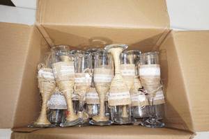 lot 84 image: Burlap and Twine Wrapped Wedding Glasses