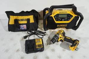 lot 85 image: DeWalt Cordless Drill and Bluetooth Jobsite Radio