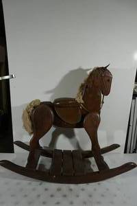 lot 106 image: Vintage Wood Rocking Horse - 43 Long