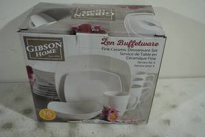 lot 34 image: Gibson Zen Buffetware Ceramic Dinnerware Set - Missing 2 Plates