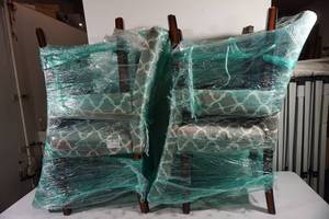 lot 184 image: Morrocan Print Parson Dining Chairs - 3 Good