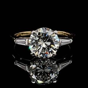 lot 1 image: Heirloom Treasure 2.70 Carat Center Diamond Ring with Diamond Baguette Sides in 18k Two-Tone Gold $27,000 Retail VIDEOS