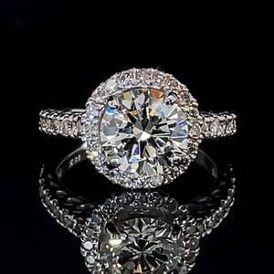 lot 2 image: Gorgeous Brilliance 2.22 ctw Diamond Round Large Fancy Halo Ring in 18k White Gold $10,750 Retail VIDEOS