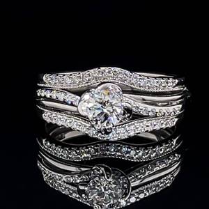 lot 6 image: GIA Certified Canadian 0.70ctw Round Diamond Multi-Band Estate Ring in 18k White Gold $5,800 Retail VIDEO