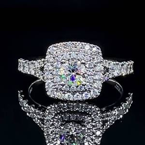 lot 10 image: 1.00 Carat The Leo First Light Diamond Double Halo Ring in 14k White Gold $3,999 Retail (Kay Jewelers) VIDEO