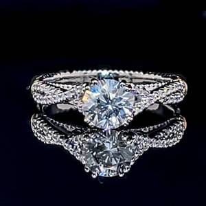 lot 19 image: Designer VERRAGIO 1.06 Carat Round Diamond Solitaire French Pave Entwined Band Ring in 14k Two-Tone Gold $6,999 Retail VIDEO