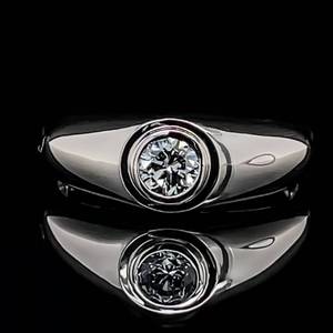 lot 20 image: Mens or Womens Fancy Light Blue Diamond Solitaire Bezel Signet Ring in 14k White Gold $2,750 Retail VIDEO