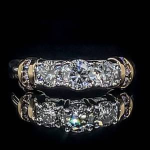 lot 23 image: Classic Luxury 0.75ctw Diamond Multi-Stone Channel Band Ring in 14k Two-Tone Gold $2850 Retail VIDEO
