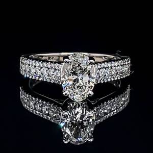 lot 25 image: Exceptionally Fine 1.73ctw Oval Diamond Pave Cathedral Ring in 14k White Gold $5,899 Retail VIDEO