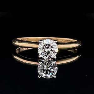 lot 36 image: Classic Stunner 0.48ctw Round Diamond Crown Solitaire Engagement Estate Ring in 14k and Platinum VIDEO