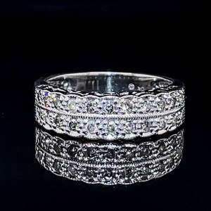 lot 43 image: Glamorous Glitter 0.33ctw Diamond Double Row Estate Band Ring in White Gold