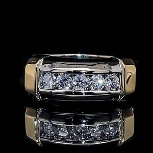 lot 44 image: Mens 0.50ctw Diamond 5-Stone Classic Channel Band Ring in 14k Two-Tone Gold $2400 Retail VIDEO