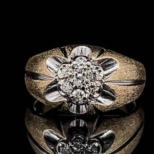lot 66 image: Glamorous Estate 0.33ctw Diamond Cluster Sandblast & Bright Shine Ring in 14k Two-Tone Gold $1850 Retail