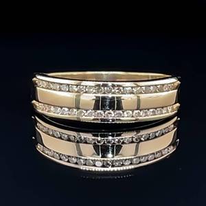 lot 83 image: Classic Stunner 0.20ctw Diamond Double Channel Row Tapered Band Stacking Ring in 14k Yellow Gold