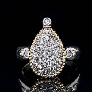 lot 103 image: Vintage Pave Cubic Zirconia Teardrop Two-Tone Ring