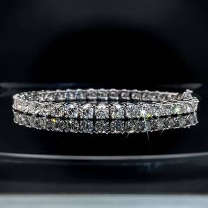 lot 4 image: Brand New, Stunning 12.99 Carat Diamond High-End Tennis Bracelet in 14k White Gold $25,100 Retail VIDEO