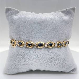 lot 29 image: Vintage Estate Beautiful Natural Sapphire & Diamond Oval Link Tennis Bracelet in Two-Tone Gold $2799 Retail