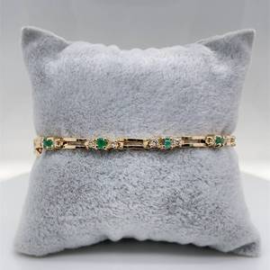 lot 30 image: Graceful Green 0.50ctw Emerald & Diamond Open Bar Link Estate Tennis Bracelet in 14k Yellow Gold $3200 Retail