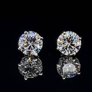 lot 8 image: Classic 1.53ctw Round Diamond VS Clarity G-H Color Solitaire Stud Earrings in White Gold Estate $5,600 Retail VIDEOS