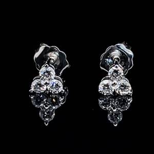 lot 73 image: Dazzling Elegance 0.30ctw Diamond 3-Stone Estate Stud Earrings in 14k White Gold $1499 Retail