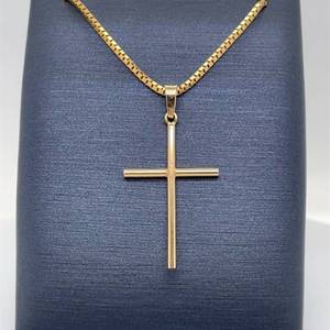 lot 62A image: 14k Yellow Gold Classic Cross 16 Necklace