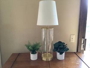 lot 415 image: GlassGold Lamp & Artificial Plants