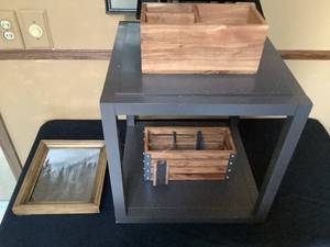 lot 541 image: Side End Table and Wooden Caddies
