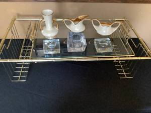 lot 542 image: Bed Table w Vase, Creamer and Sugar