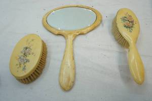 lot 298 image: vintage brush, mirror and lint brush set