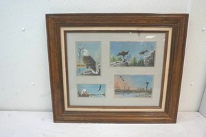 lot 349 image: framed eagle art