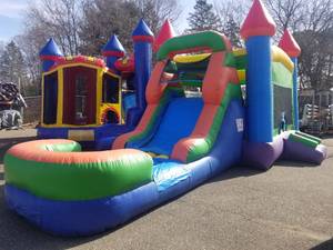 14x30 Multi Color Water Slide Combo Bounce House