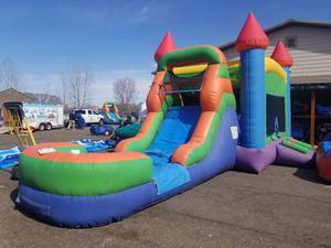 14x30 Multi Color Water Slide Combo Bounce House