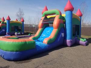 14x30 Multi Color Water Slide Combo Bounce House