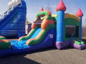 14x30 Multi Color Water Slide Combo Bounce House