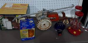 Thompson Tractor Sprinkler, Malibu Landscape Lights, Yellow Jacket Trap & 3-Glass Bird Feeders