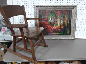 Framed Tree Print 25x21 (Nice Frame) & Childs Rocker