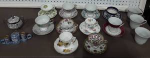 Collection Of Tea Cups & Saucers & Other Vintage Dishes, Salt & Pepper & Creamer