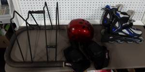 Roller Blade Brand Extends Size 4-7, Knee Pads, Helmet, Bike Stand. (Roller Blade Items Like New Barely Used)