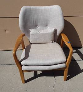 Linen Like Chair With Wood Frame