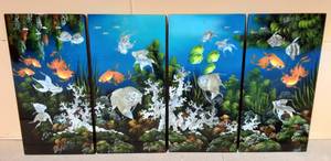 4-Piece Coy & Coral Mother Of Pearl Inlay Wall Decor 16x32