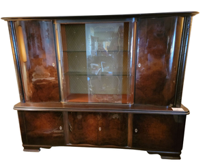 Vintage Mid-Century Modern 2 Piece German Made Imported China Cabinet With Bar (62in H x 78in W) (Resale Value $1,950 to $2,790)