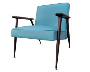 Vintage Mid Century Modern Turquoise Vinyl Danish Long Chair (Resale Value $430-$650)