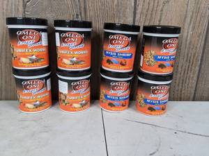 lot 716 image: New Set of (8) Omega One Freeze Dried Nutri-Treats (4) .85oz Tubifex Worms and (4) .75oz Mysis Shrimp