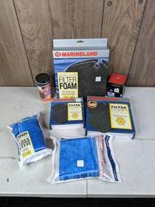 lot 280 image: NEW Filter Foam, Cartridges (Marineland and AquaTop), and Omega One Blood Worms
