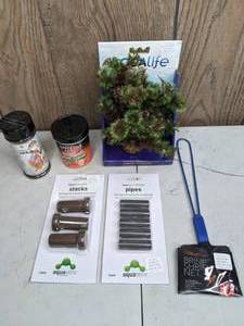 lot 461 image: NEW Brine Shrimp Kit Aquavito Shrimp Stacks & Pipes, Aqualife Plant, Aquatop Brine Shrimp Net, Omega One, & Southern Delight