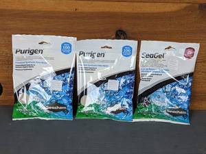 lot 659 image: NEW 2 Packages Seachem Purigen & 1 Package SeaGel Filter Media