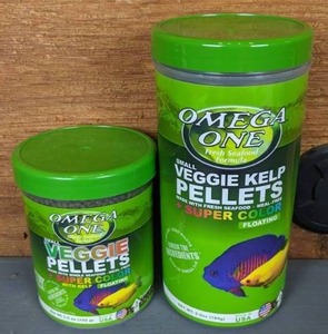 lot 623 image: NEW Two Containers of Omega One Small Veggie Pellets  Super Color with Kelp, Floating (3.5 oz. & 5.5 oz.)